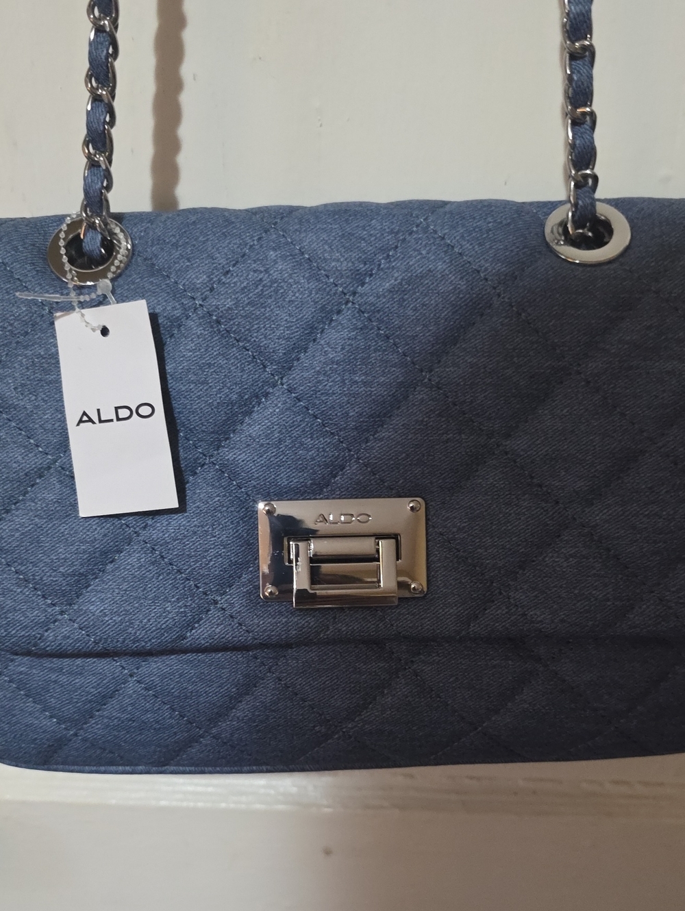 ALDO QUILTED DENIM BAG NWT - Picture 2 of 9